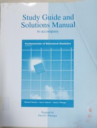 Image of Study Guide and Solutions Manual to Company Fundamentals of Behavioral Statistics